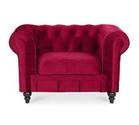 INTENSE DECO Fauteuil Chesterfield Velours Altesse Rouge