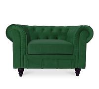 INTENSE DECO Fauteuil Chesterfield Velours Altesse Vert