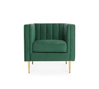 INTENSE DECO Fauteuil James Velours Vert Pieds doré
