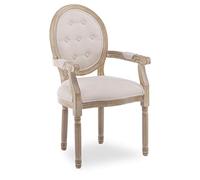 INTENSE DECO Fauteuil médaillon capitonné Louis XVI Tissu Beige