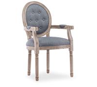 INTENSE DECO Fauteuil médaillon capitonné Louis XVI Tissu Gris