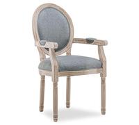 INTENSE DECO Fauteuil médaillon Louis XVI Tissu Gris