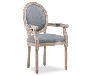 INTENSE DECO Fauteuil médaillon Louis XVI Tissu Gris