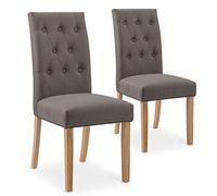 INTENSE DECO Lot de 2 chaises capitonnées Gaya Tissu Taupe