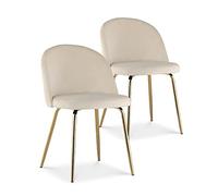 INTENSE DECO Lot de 2 chaises Cecilia Velours Beige Pieds Or