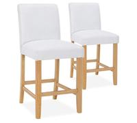 INTENSE DECO Lot de 2 chaises de Bar en Bois Rosie Velours côtelé Blanc - H65cm