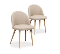 INTENSE DECO Lot de 2 chaises scandinaves Cecilia Tissu Beige