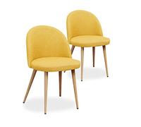 INTENSE DECO Lot de 2 chaises scandinaves Cecilia Tissu Jaune