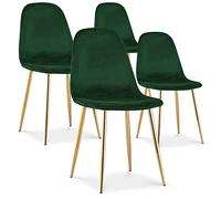 INTENSE DECO Lot de 4 chaises Bali Velours Vert Pieds doré
