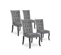 INTENSE DECO Lot de 4 chaises capitonnées Chaza Velours Gris