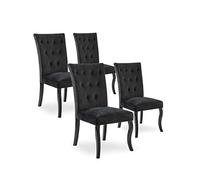 INTENSE DECO Lot de 4 chaises capitonnées Chaza Velours Noir
