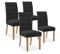 INTENSE DECO Lot de 4 chaises capitonnées Gaya Tissu Noir