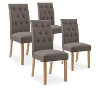 INTENSE DECO Lot de 4 chaises capitonnées Gaya Tissu Taupe