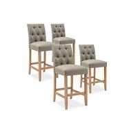 INTENSE DECO Lot de 4 chaises de Bar en Bois Gaya Tissu Beige - H65cm