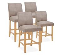 INTENSE DECO Lot de 4 chaises de Bar en Bois Rosie Velours côtelé Taupe - H65cm