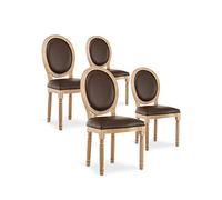 INTENSE DECO Lot de 4 chaises médaillon Louis XVI Vintage Marron
