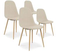 INTENSE DECO Lot de 4 chaises scandinaves Bali Tissu Beige