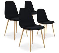 INTENSE DECO Lot de 4 chaises scandinaves Bali Tissu Noir
