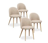 INTENSE DECO Lot de 4 chaises scandinaves Cecilia Tissu Beige