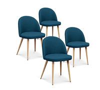 INTENSE DECO Lot de 4 chaises scandinaves Cecilia Tissu Bleu Canard
