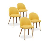 INTENSE DECO Lot de 4 chaises scandinaves Cecilia Tissu Jaune