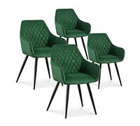 INTENSE DECO Lot de 4 chaises Victoria en Velours Vert Pieds Noir