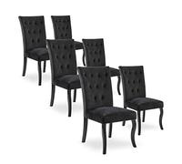 INTENSE DECO Lot de 6 chaises capitonnées Chaza Velours Noir