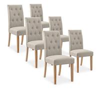 INTENSE DECO Lot de 6 chaises capitonnées Gaya Tissu Beige