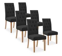 INTENSE DECO Lot de 6 chaises capitonnées Gaya Tissu Noir