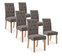 INTENSE DECO Lot de 6 chaises capitonnées Gaya Tissu Taupe