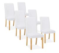 INTENSE DECO Lot de 6 chaises Rosie Velours côtelé Blanc