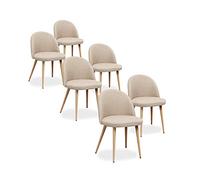 INTENSE DECO Lot de 6 chaises scandinaves Cecilia Tissu Beige