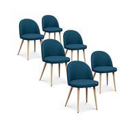 INTENSE DECO Lot de 6 chaises scandinaves Cecilia Tissu Bleu Canard