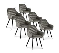 INTENSE DECO Lot de 6 chaises Victoria en Velours Gris Pieds Noir