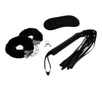 INTENSE FETISH Ensemble Érotique avec Menottes, Bandeau et Fouet, Cuir Végétalien, Modèle D-236017