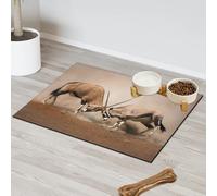 Intense Fight Gemsbok Tapis d'alimentation pour chat et chien Tapis d'alimentation pour animal domestique Tapis d'alimentation absorbant Nti-Slip Contain Spills Protège les sols Set de table 30,4 x