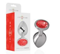 Intense - Metall-Analstecker mit Roten Kristall Grösse M