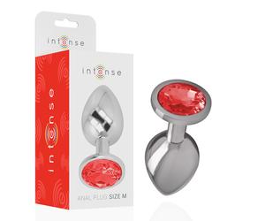 Intense - Metall-Analstecker mit Roten Kristall Grösse M