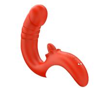 INTENSE Paulina, Vibrateur et Stimulateur Double, Forme U, Rouge, Silicone Médical, D-242088, Étanche IPX7, Rechargeable USB