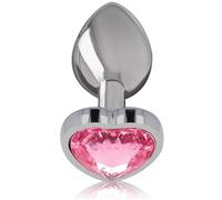 INTENSE Plug Anal en Métal Aluminium avec Coeur Rose, Taille L, 9 cm