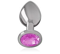 Intense Plug Anal en Métal Aluminium avec Cristal Rose, Taille L, 9 cm