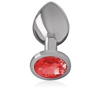 INTENSE Plug Anal en Métal Aluminium avec Cristal Rouge, Taille L, 9 cm
