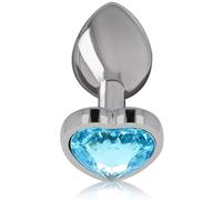 INTENSE Plug Anal en Métal Aluminium avec Cœur Bleu, Taille M, 8 cm
