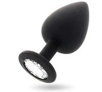 INTENSE Plug Anal en Silicone, Taille L, Noir, Modèle D-216061, Base Diamant, 4,4 x 9,2 cm, Étanche, Sans Phtalates, Usage Intime