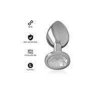 Intense Plug Anal Métallique Aluminium avec Cristal Argent - Taille S, Taille 9 cm x 4 cm, Poids 0.175 Kg, Couleur Transparent