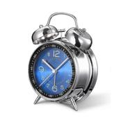 Intense Sleep-Inducing Alarm Clock Designed for Deep Sleepers with 4-Inch Silent Non-Ticking Quartz Movement Backlit and Twin Bell in Blue - Model N1