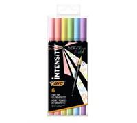 BIC Marqueur Intensity Dual Tip – Double pointe, pinceau – 6 couleurs