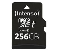 Intenso 256 Go Premium Carte Mémoire microSD avec Adaptateur SD, Classe 10 UHS-I, Vitesse de Lecture maximale de 45 Mo/s de ARCANITE Noir 3423492