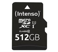 Intenso 512 Go Premium Carte Mémoire microSD avec Adaptateur SD, Classe 10 UHS-I, Vitesse de Lecture maximale de 45 Mo/s de ARCANITE 3423493 Noir