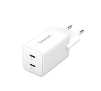 Intenso Adaptateur d'alimentation W40CC GaN, Bloc d'alimentation USB-C avec 2 Ports USB-C, 40 W et Technologie GaN, Blanc